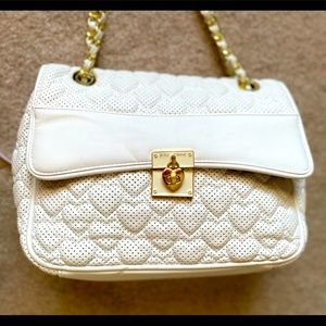 Betsy Johnson White Heart Quilt Handbag